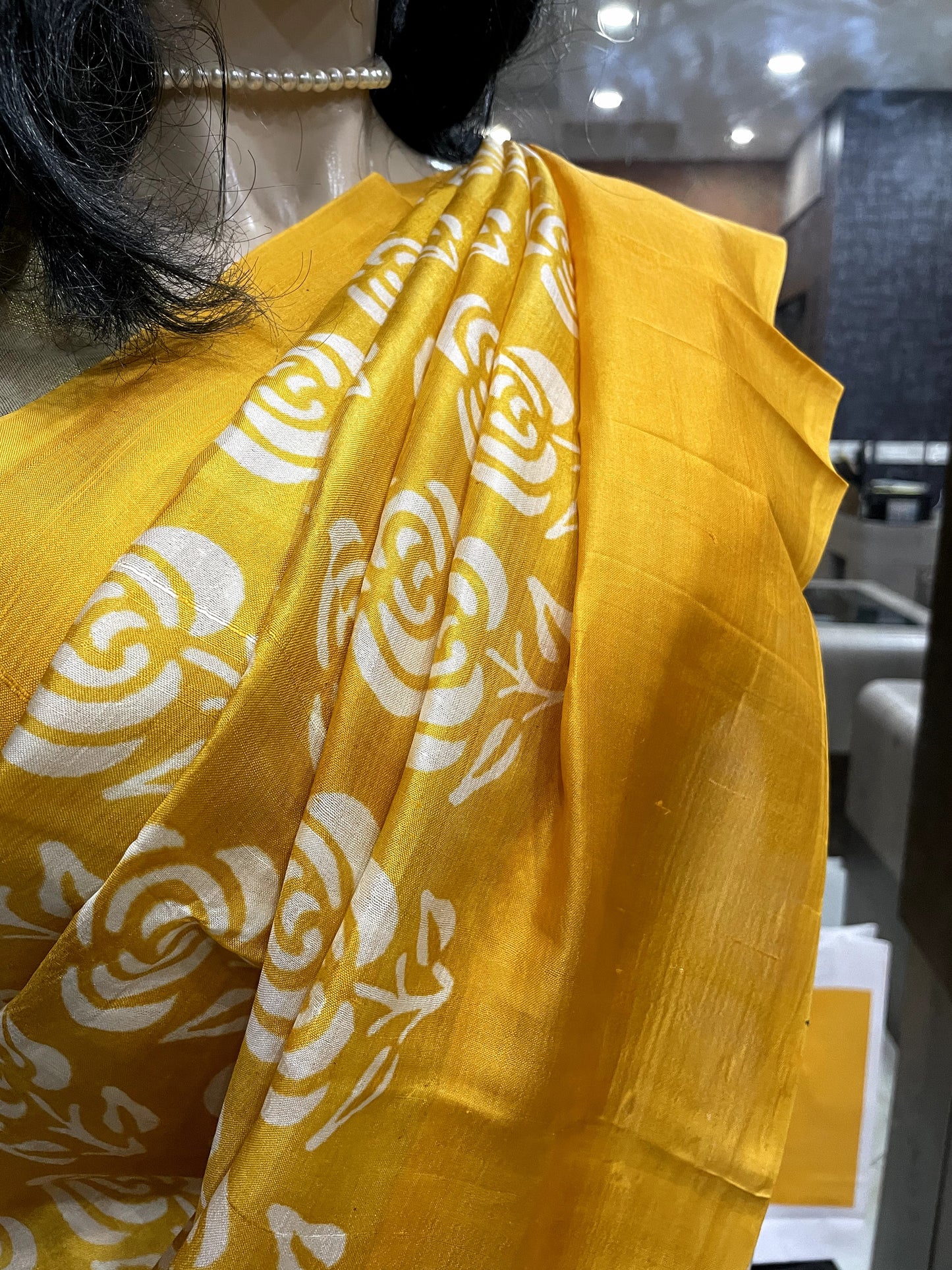 SP24A154 Yellow White Pure Bishnupuri Silk Saree