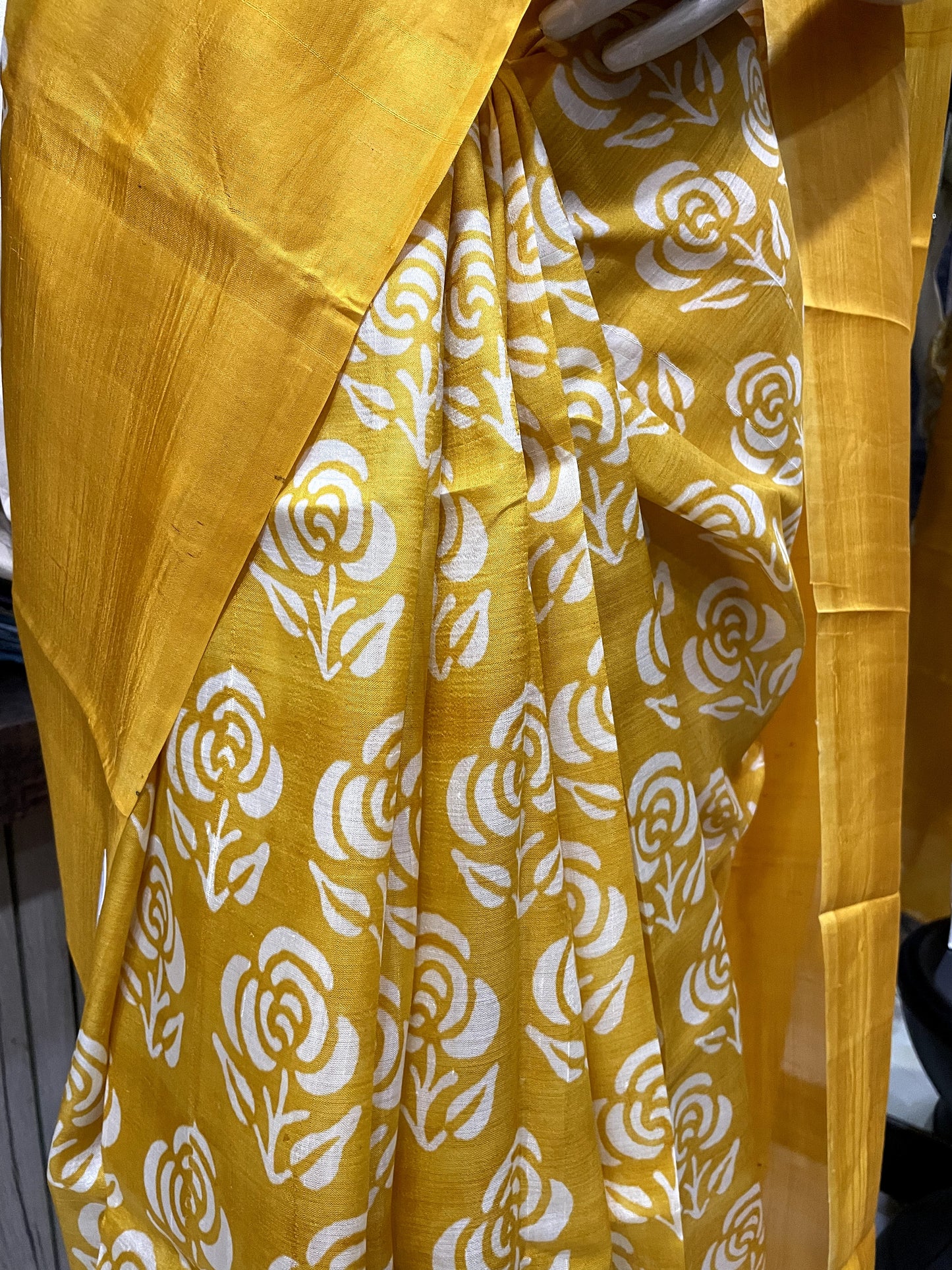 SP24A154 Yellow White Pure Bishnupuri Silk Saree