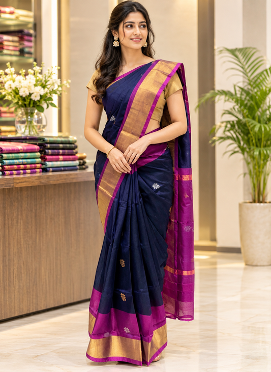 SP24A172 Blue Rose Pure Handloom Uppada Silk Saree