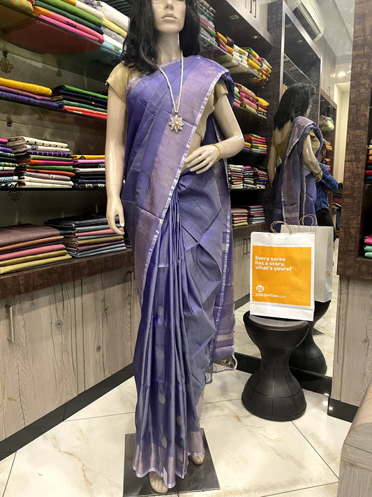 SP24A173 Lavender Silver Pure Handloom Uppada Silk Saree