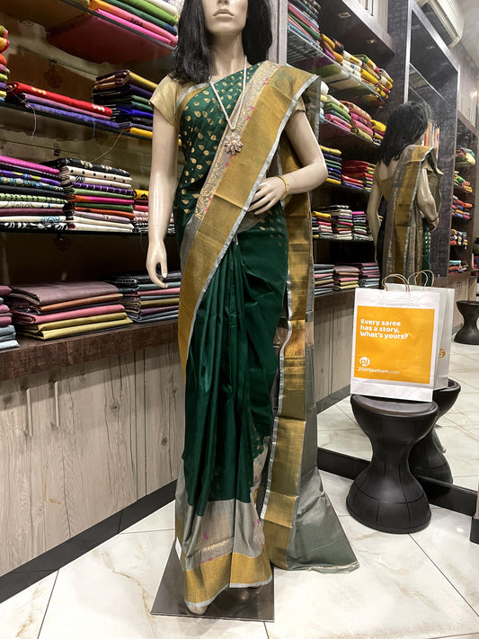 SP24A175 Green Gold Pure Handloom Uppada Silk Saree