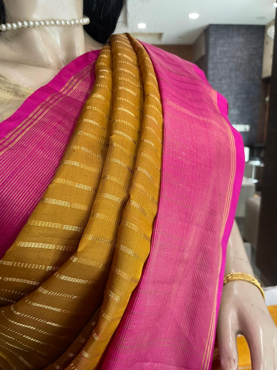 SP25A024 Mustard Yellow Pure Handloom Soft Silk Saree