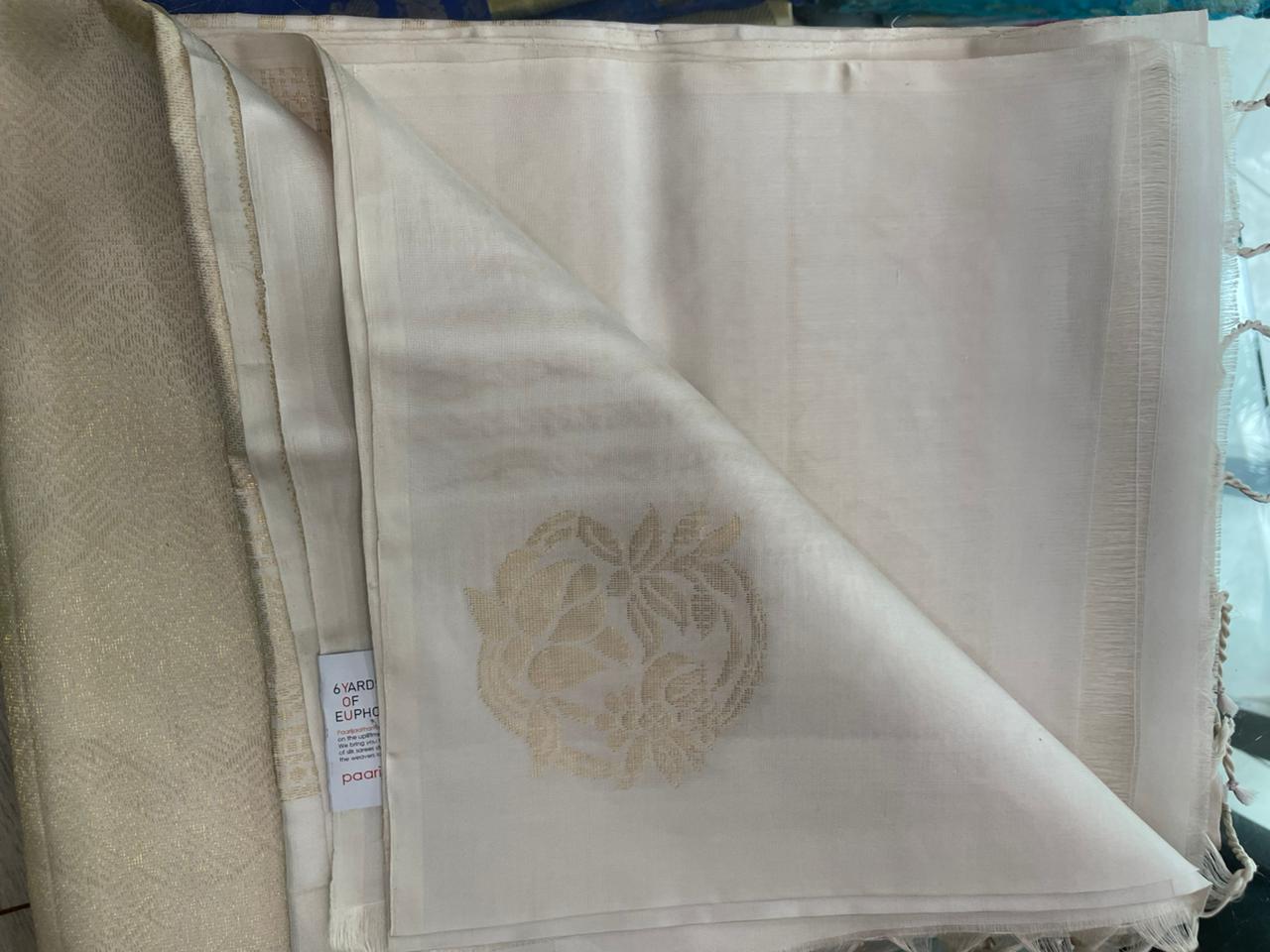 SP25A026 Light White Pure Handloom Soft Silk Saree