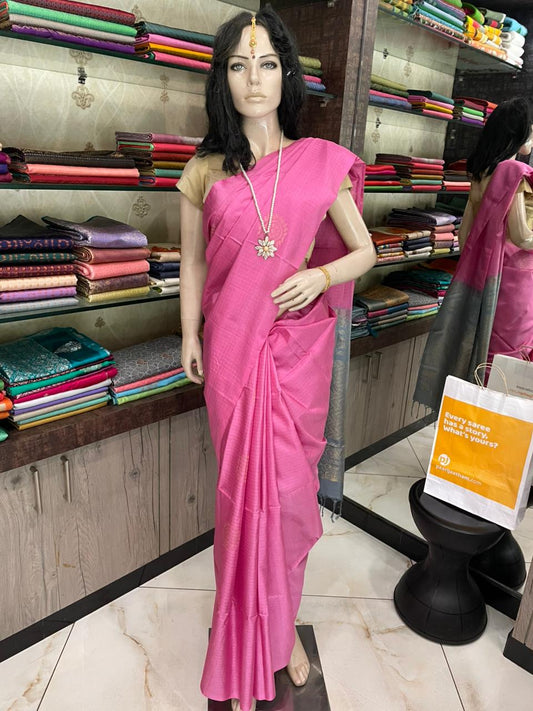 SP25A028 Pink Pure Handloom Soft Silk Saree
