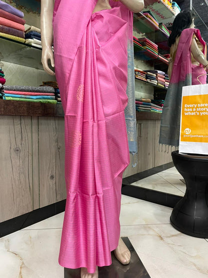 SP25A028 Pink Pure Handloom Soft Silk Saree