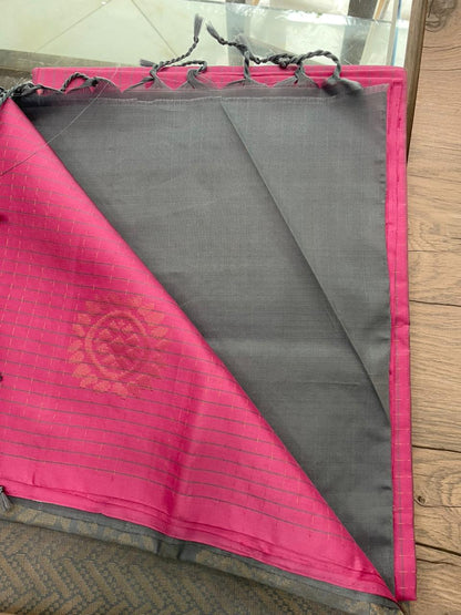 SP25A028 Pink Pure Handloom Soft Silk Saree