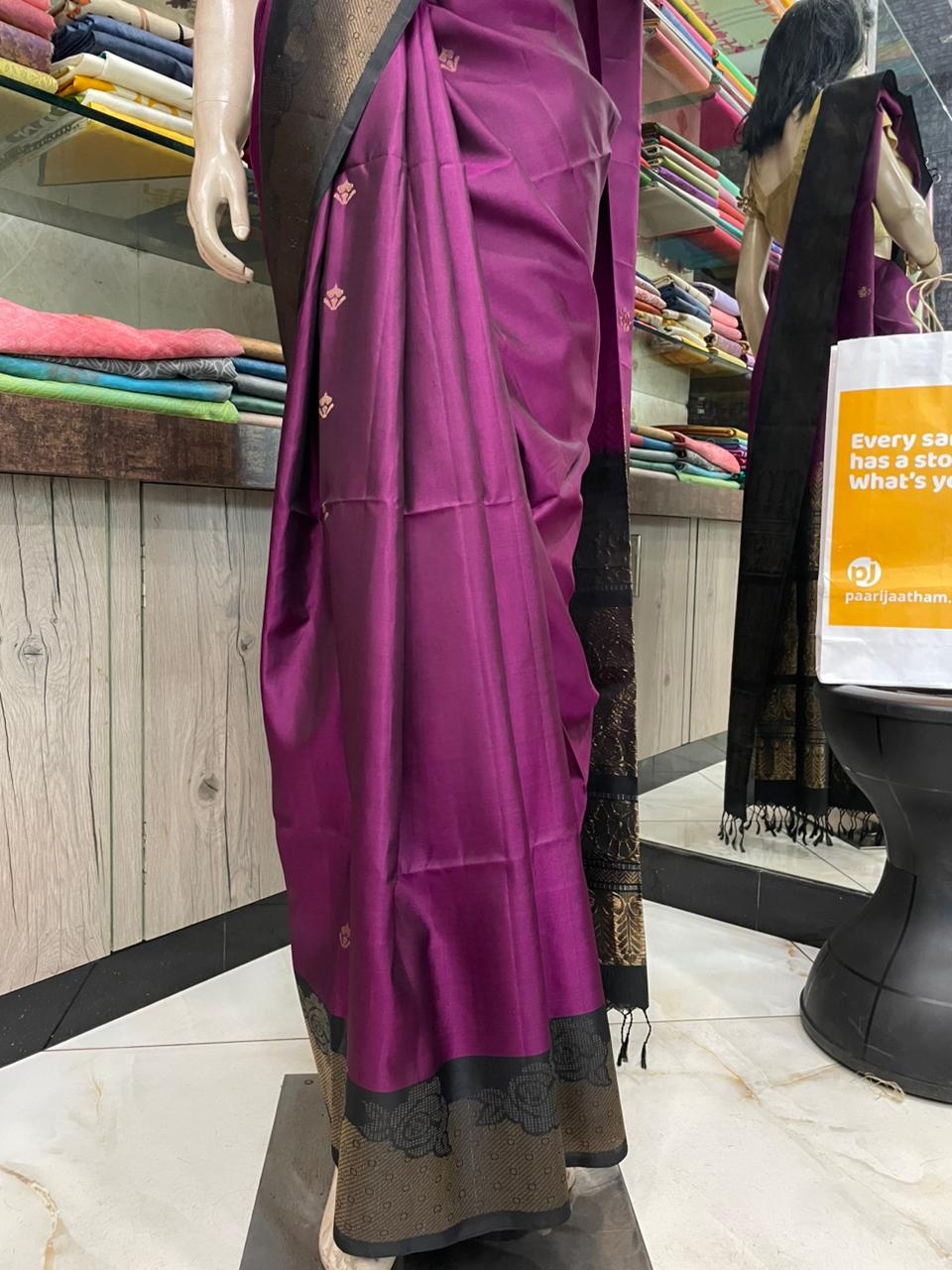 SP25A029 Violet Pure Handloom Soft Silk Saree