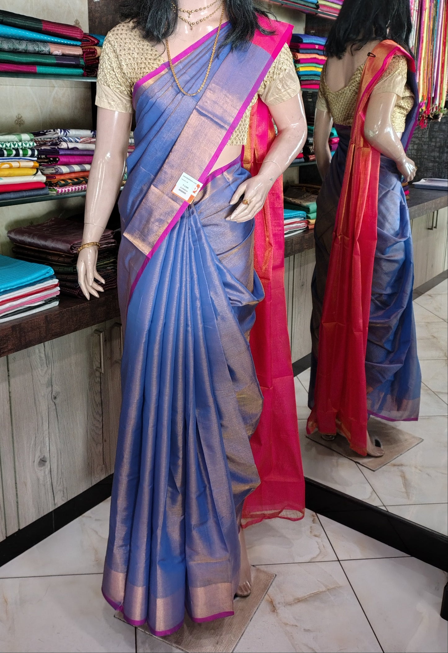 JL26A014 Blue and Pink Pure Handloom Uppada Silk Saree