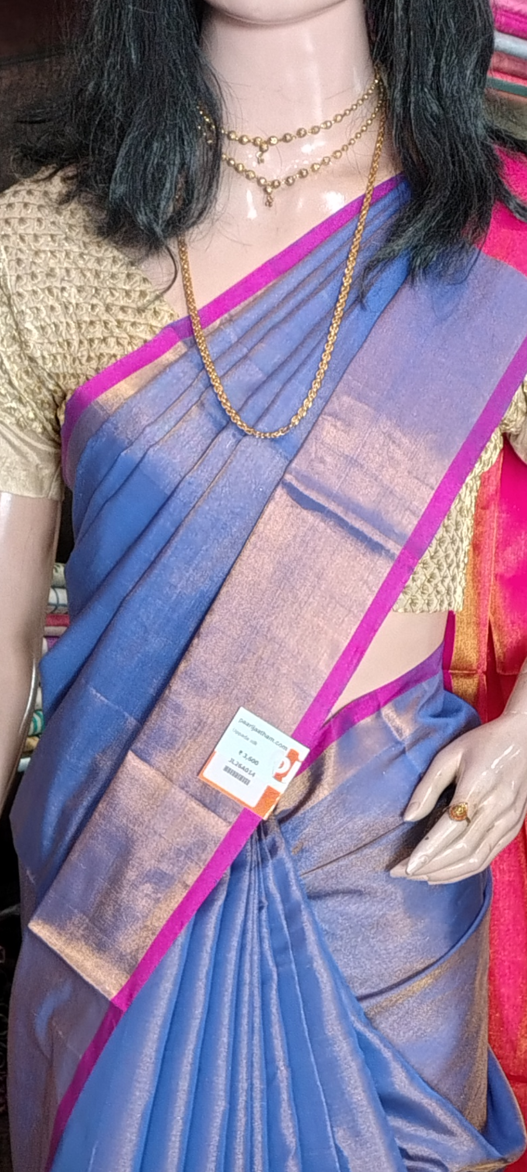 JL26A014 Blue and Pink Pure Handloom Uppada Silk Saree
