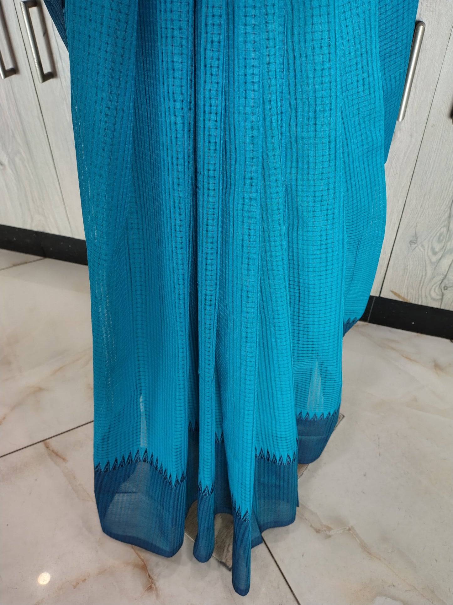 JN26A029 Blue Pure Handloom Mangalgiri Cotton Saree
