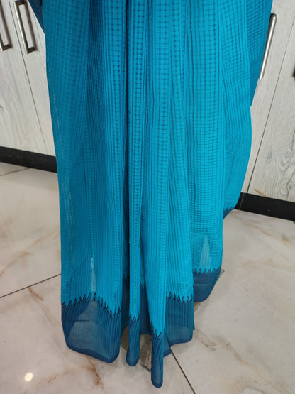 JN26A029 Blue Pure Handloom Mangalgiri Cotton Saree