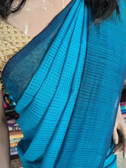 JN26A029 Blue Pure Handloom Mangalgiri Cotton Saree