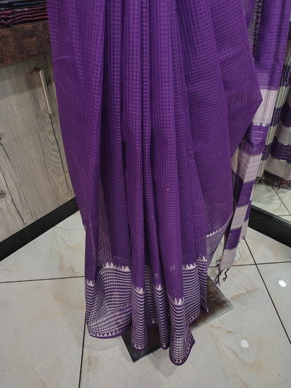 JL26A033 Purple Pure Handloom Mangalgiri Cotton Saree