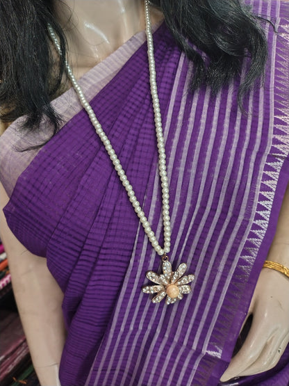 JL26A033 Purple Pure Handloom Mangalgiri Cotton Saree