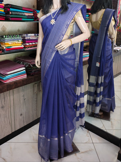 JL26A034 Royal Blue Pure Handloom Mangalgiri Cotton Saree