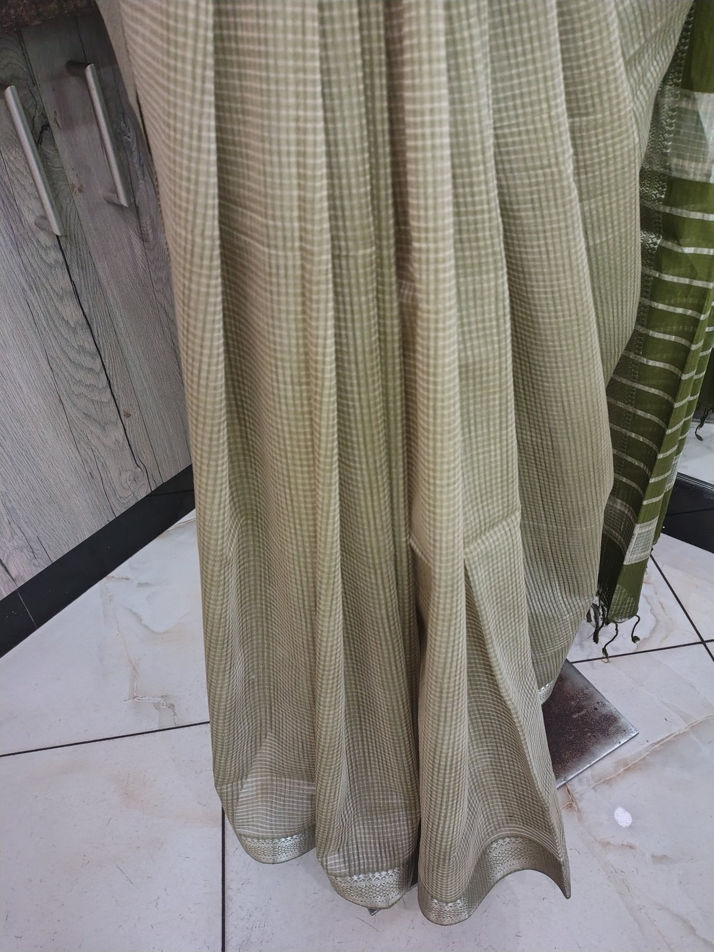 JL26A036 Green Pure Handloom Mangalgiri Cotton Saree