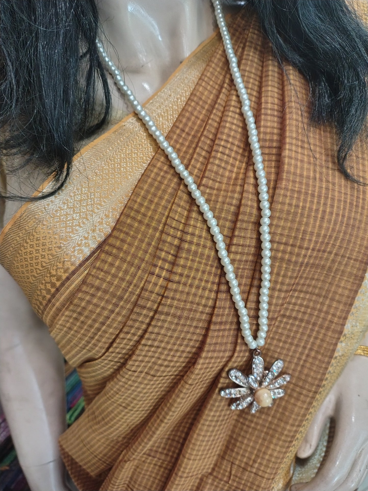 JL26A037 Brown Pure Handloom Mangalgiri Cotton Saree
