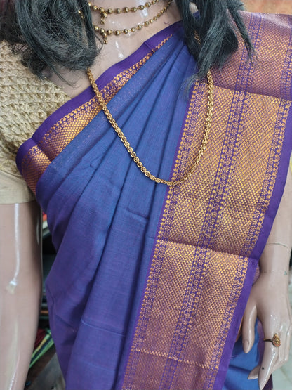 JN26A036 Blue and Green Pure Handloom Narayanpet Cotton Saree