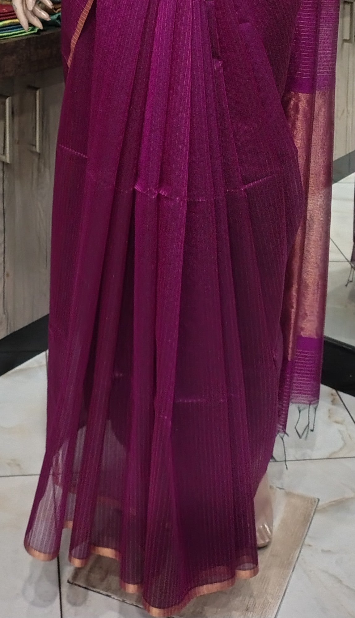 JN26A092 Pink Pure Handloom Maheshwari Silk Saree