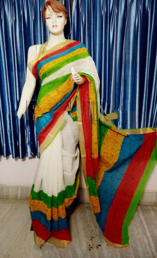 pj-white-hand-block-painted-kerala-cotton-saree-kcbadi025