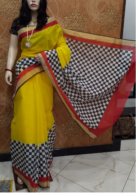 pj-red-yellow-hand-block-painted-kerala-cotton-saree-kcbadi043