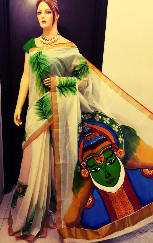 pj-kathakali-design-hand-painted-kerala-cotton-saree-kcadi023