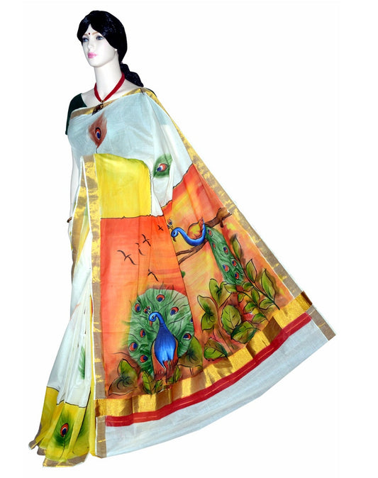 pj-peacock-hand-painted-kerala-cotton-saree-kcadi058