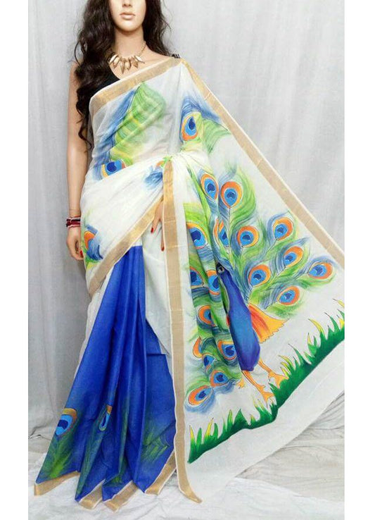 pj-peacock-hand-painted-kerala-cotton-saree-kcadi001