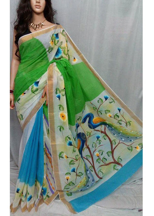 pj-peacock-floral-hand-painted-kerala-cotton-saree-kcadi002