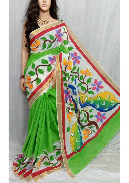 pj-floral-peacock-hand-painted-kerala-cotton-saree-kcadi006