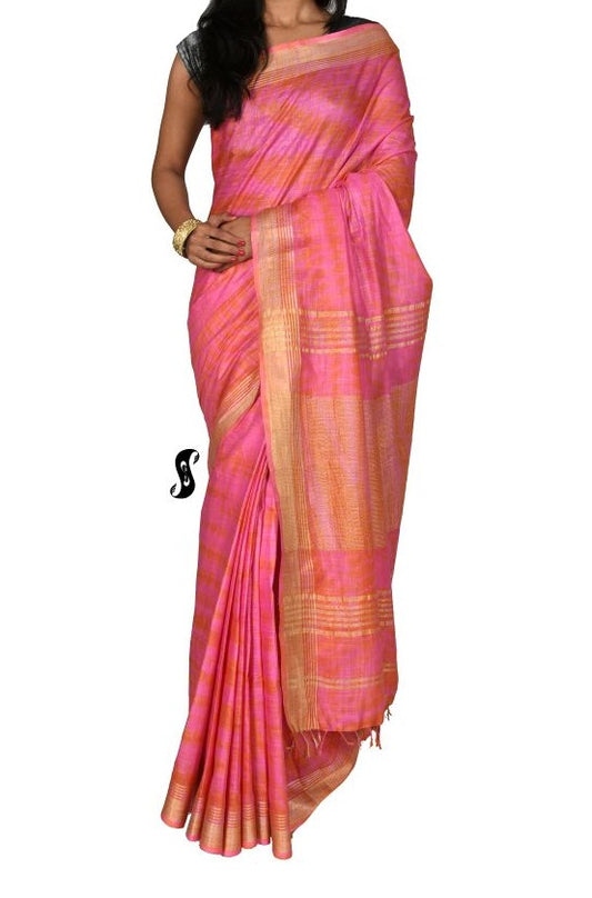 Rose Gold Linen Saree